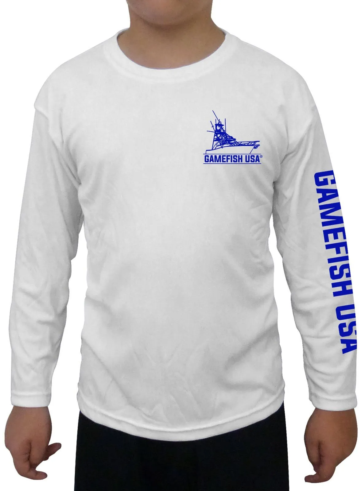 Kid's UPF 50 Long Sleeve Microfiber Moisture Wicking Performance Fishing Shirt Marlin