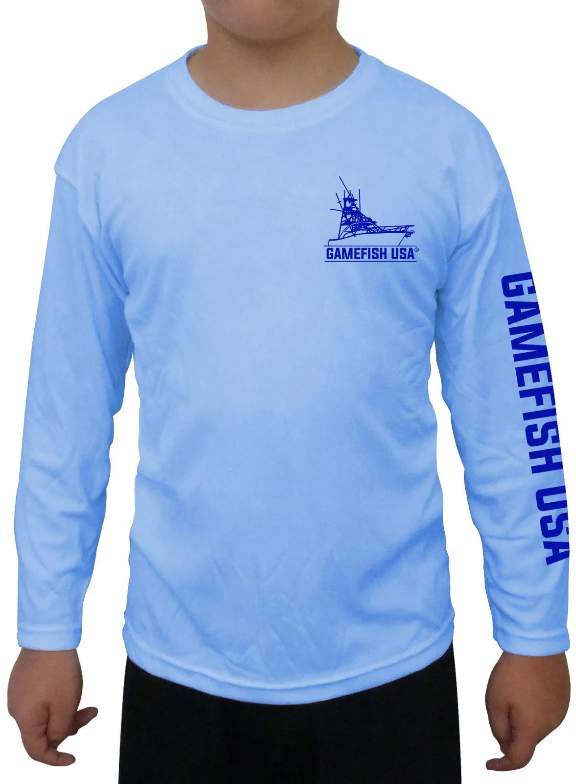 Kid's UPF 50 Long Sleeve Microfiber Moisture Wicking Performance Fishing Shirt Marlin