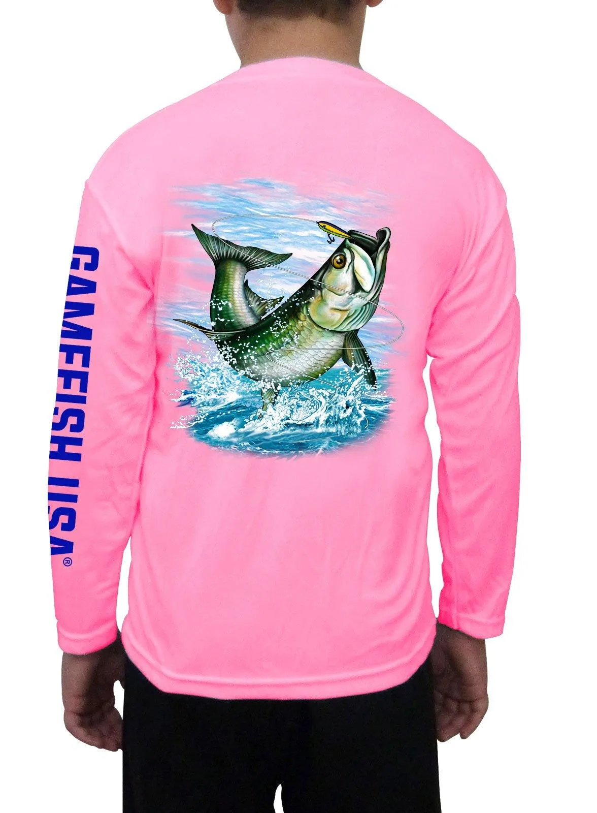 Kid's UPF 50 Long Sleeve Microfiber Moisture Wicking Performance Fishing Shirt Snook