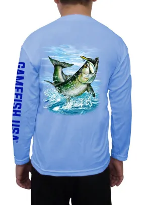 Kid's UPF 50 Long Sleeve Microfiber Moisture Wicking Performance Fishing Shirt Snook