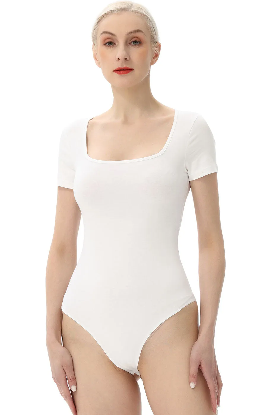 Kimi   Kai Women's Square Neck Basic Bodysuit