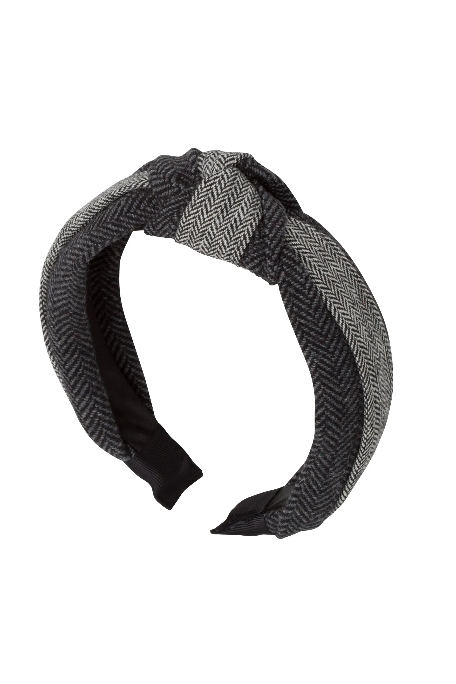 Knot Herringbone Headband - Charcoal/BW