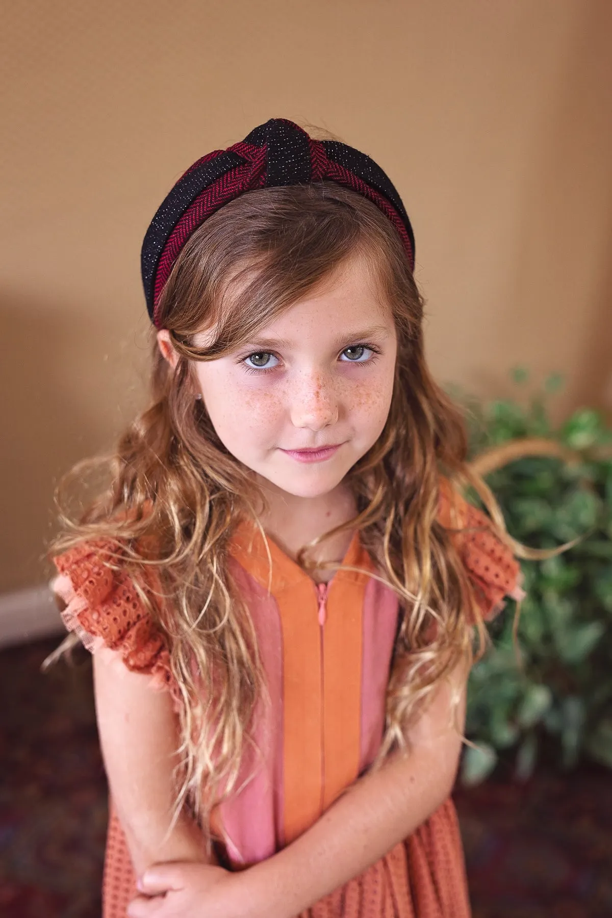 Knot Herringbone Headband - Charcoal/BW