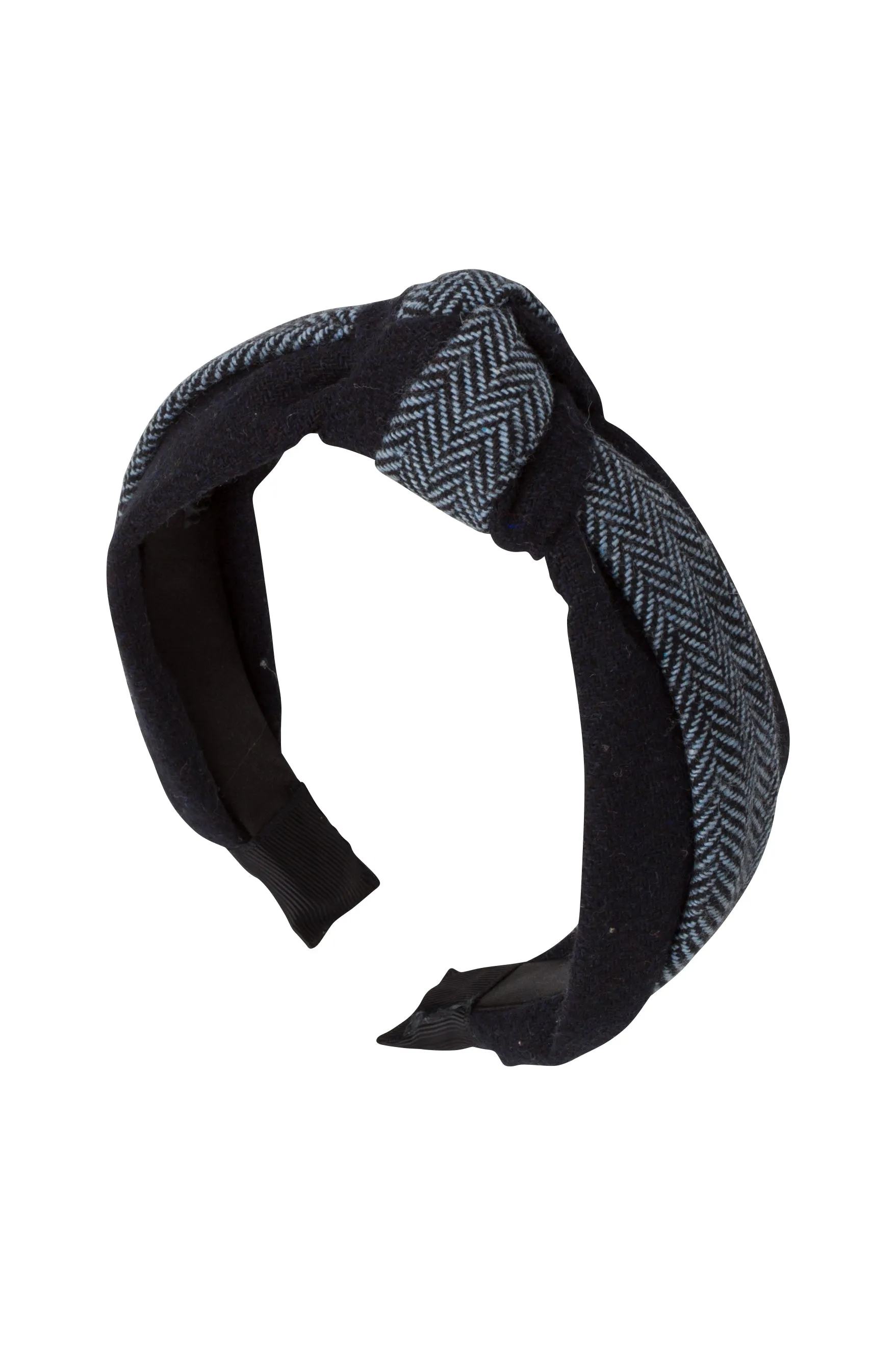 Knot Herringbone Headband - Navy/Light Blue
