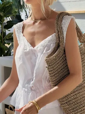 Lace Detail Drawstring Tank