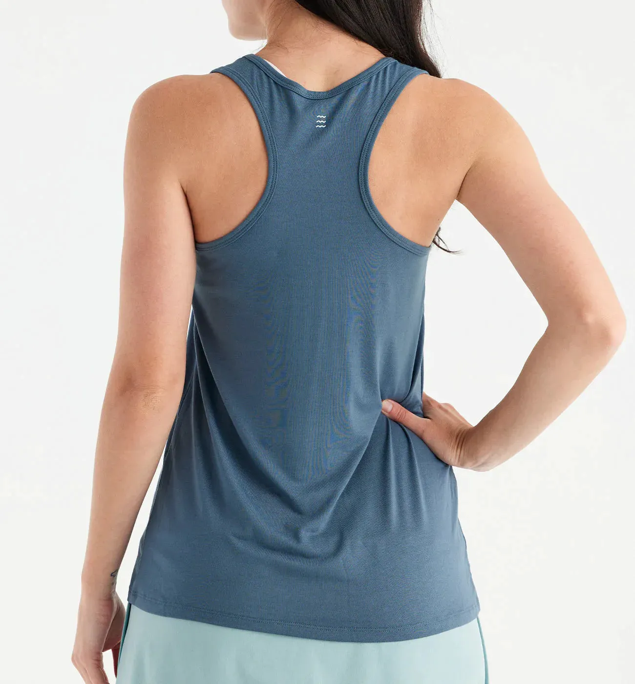 LADIES FREE FLY BAMBOO MOTION RACERBACK TANK - SLATE BLUE