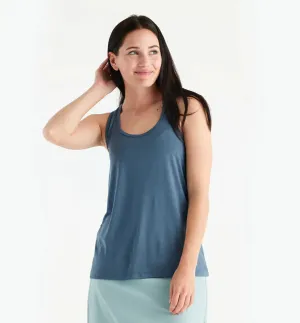 LADIES FREE FLY BAMBOO MOTION RACERBACK TANK - SLATE BLUE