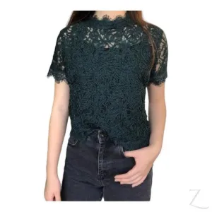 Ladies High Neck Lace Top | Short Sleeve | "Zia"