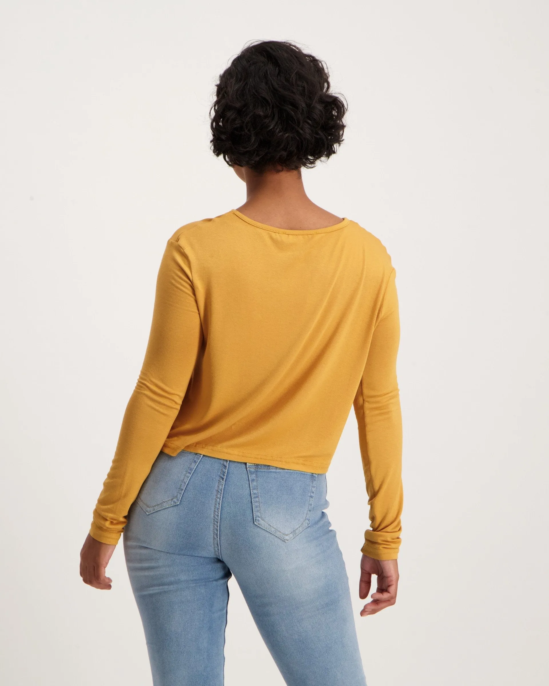 Ladies-Long Sleeve Hip Grazer Screen Knit Top