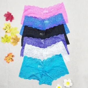 Ladies Popular 6 Piece Lace Boy Shorts Panties Underwear
