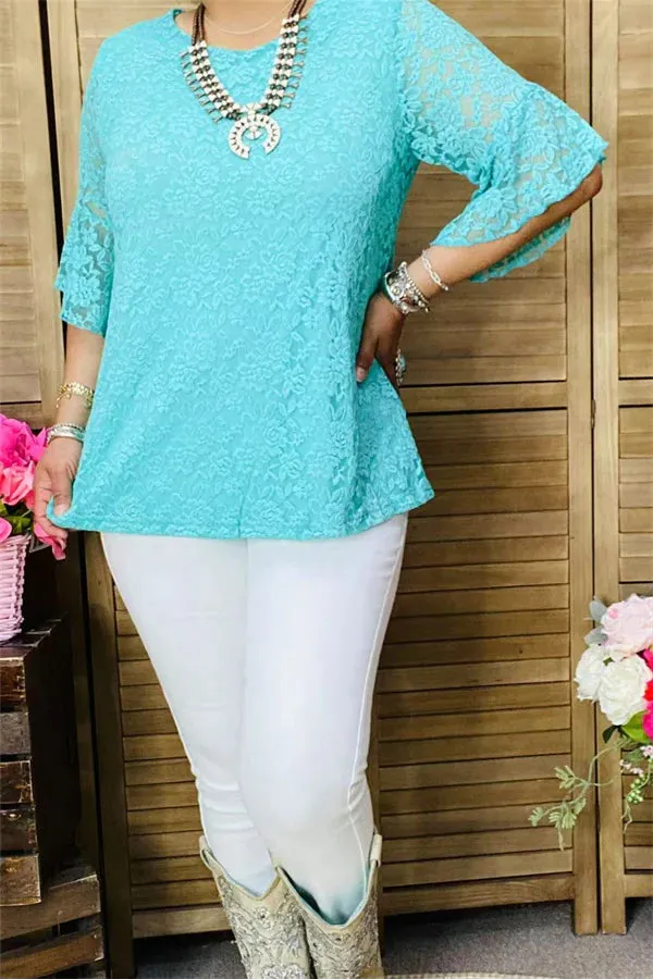 Macy Mint lace top