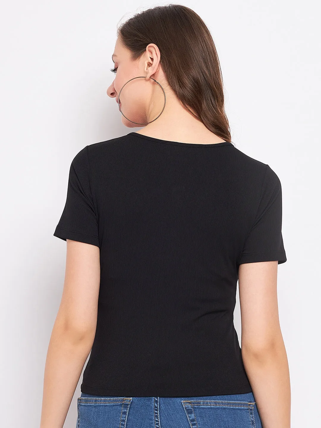 Madame Black Knit Cotton Top