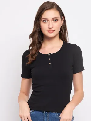 Madame Black Knit Cotton Top