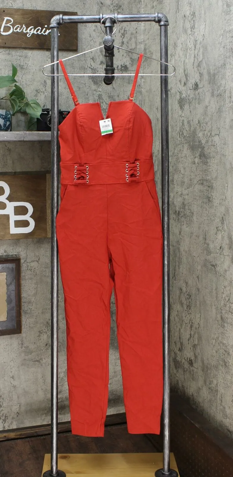 Material Girl Women's Lace-Up Fitted Jumpsuit