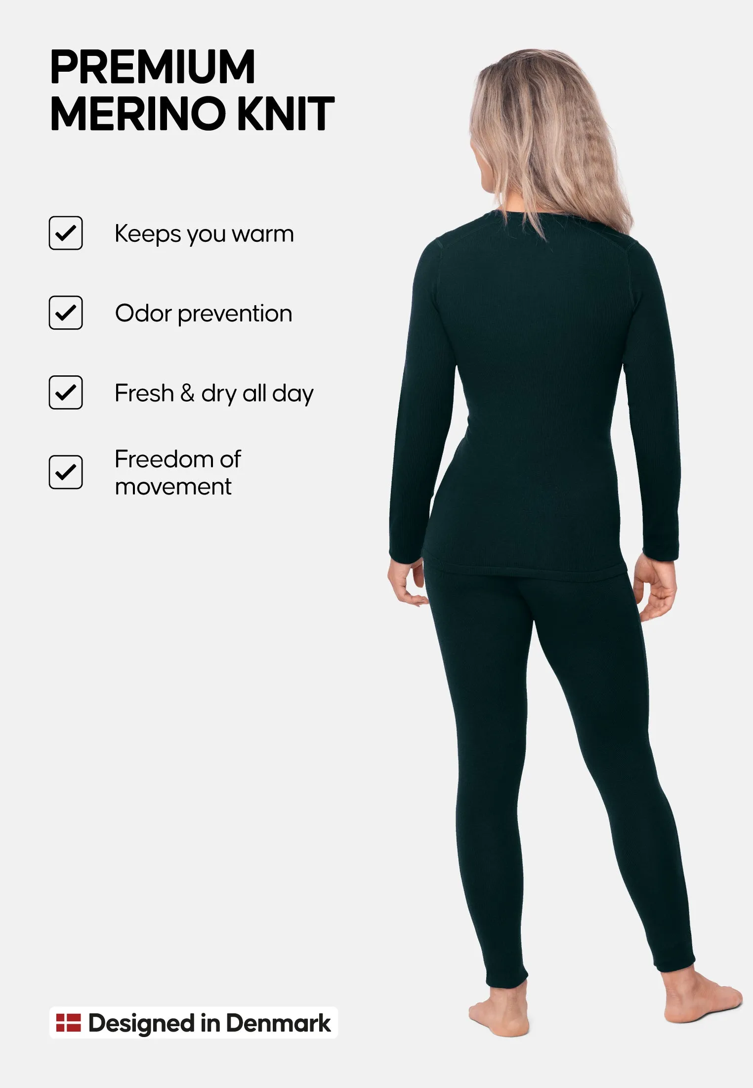 MERINO WOOL BASE LAYER SET FOR WOMEN