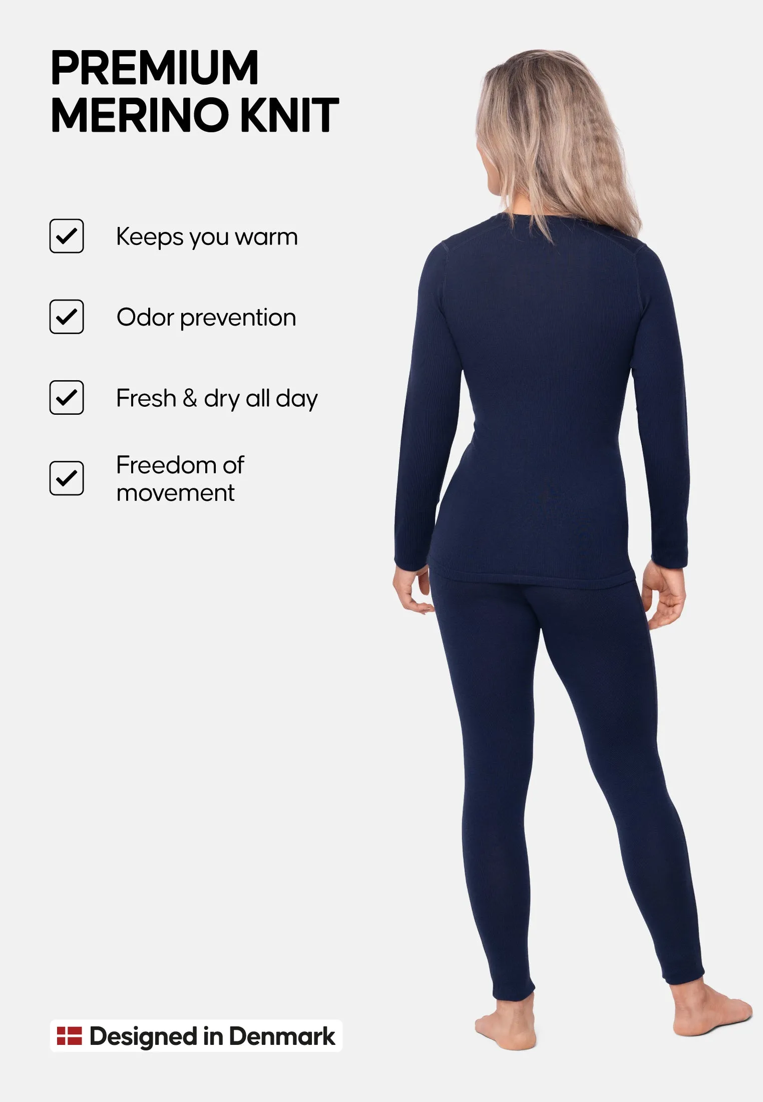 MERINO WOOL BASE LAYER SET FOR WOMEN