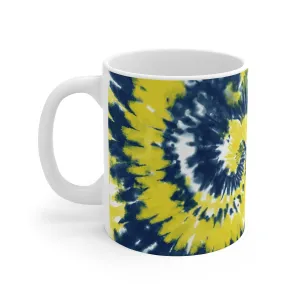 Navy Blue & Yellow Tie Dye Coffee Mug