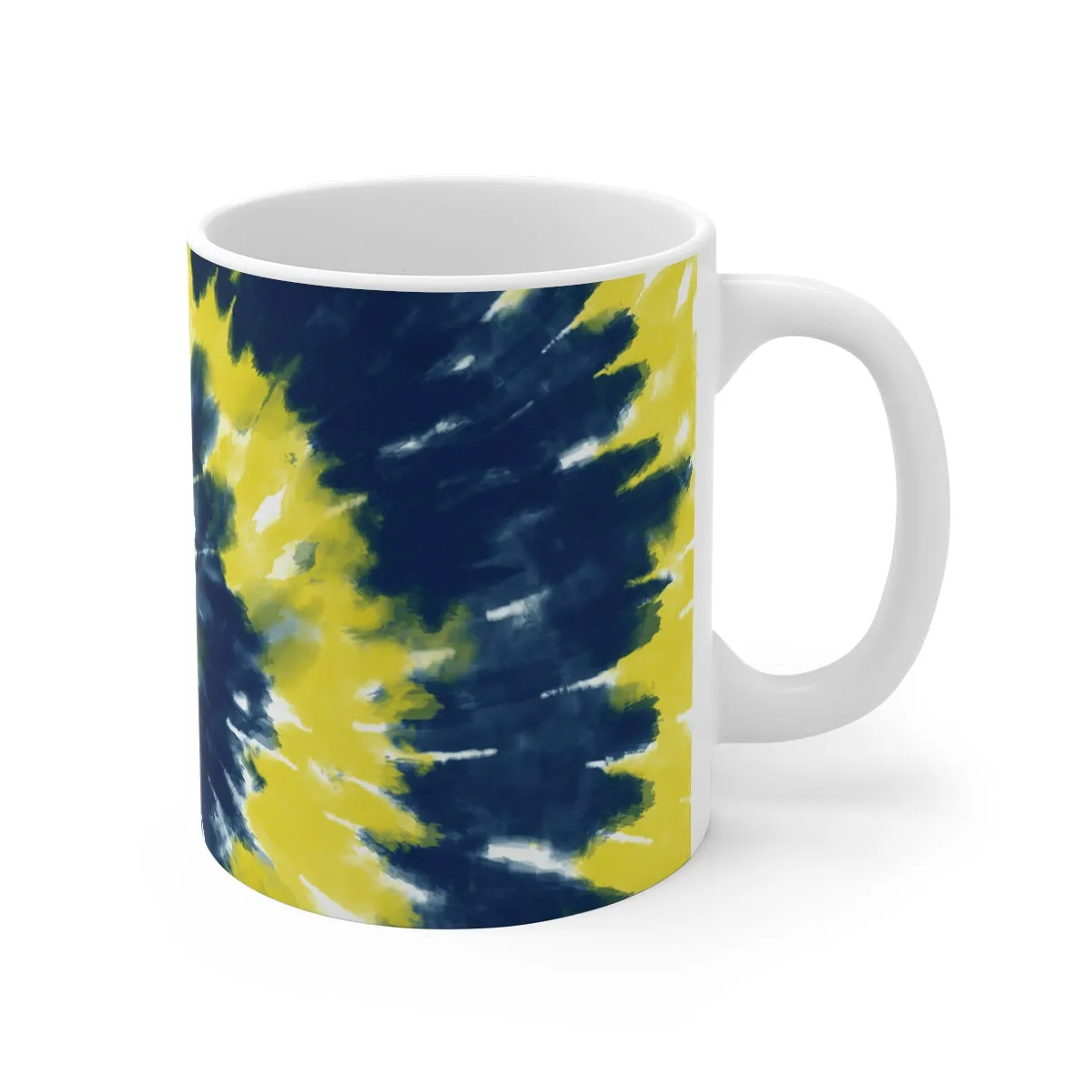 Navy Blue & Yellow Tie Dye Coffee Mug