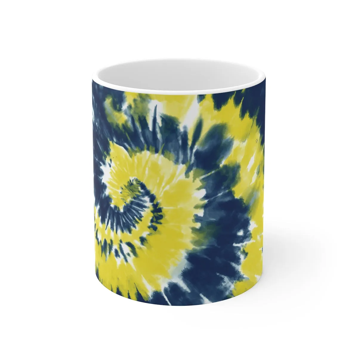Navy Blue & Yellow Tie Dye Coffee Mug