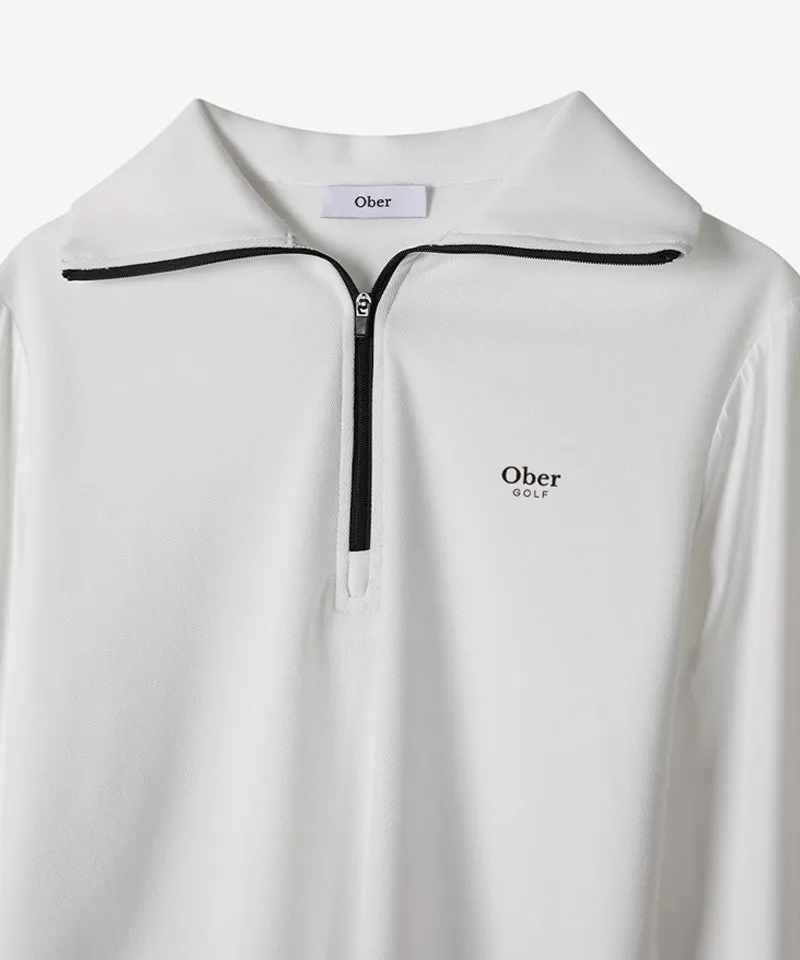 OBER Golf Cooling Combination Half Zip-Up T-Shirt - White