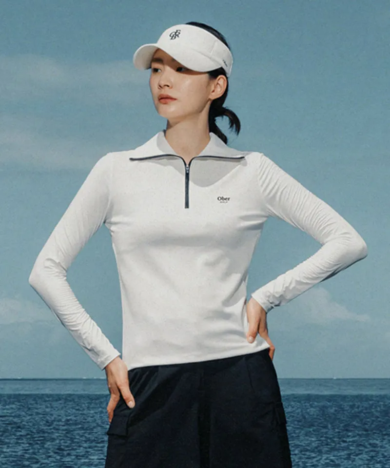 OBER Golf Cooling Combination Half Zip-Up T-Shirt - White