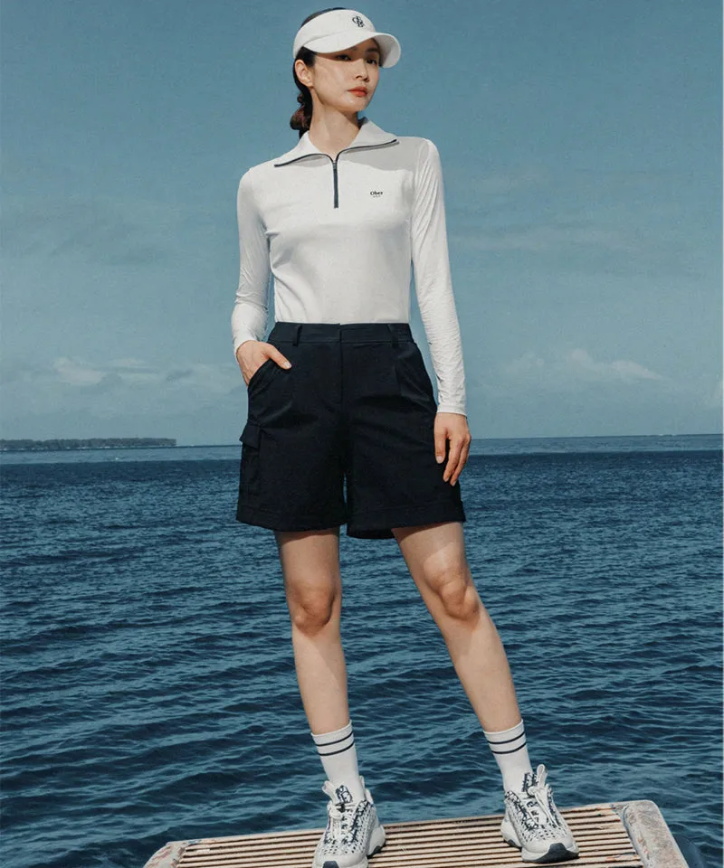 OBER Golf Cooling Combination Half Zip-Up T-Shirt - White