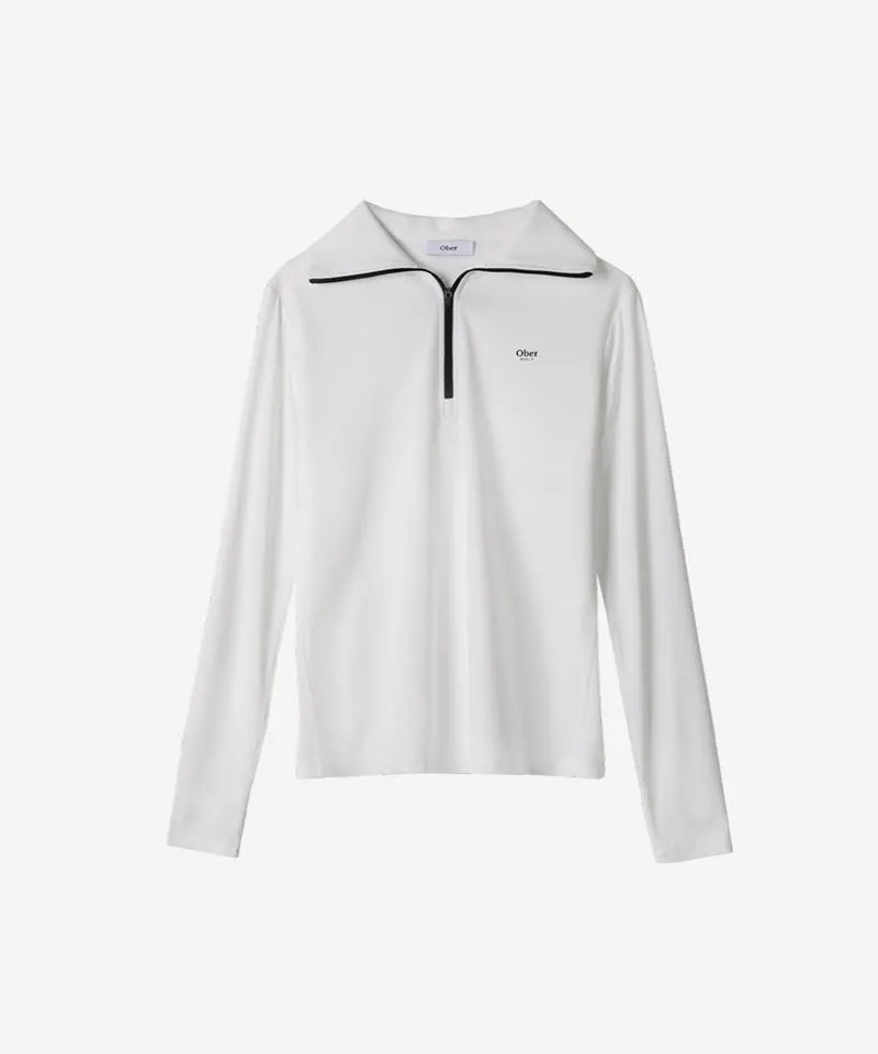OBER Golf Cooling Combination Half Zip-Up T-Shirt - White