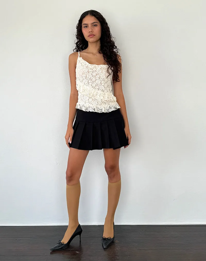 Octavia Asymmetric Cami Top in Lace Ivory