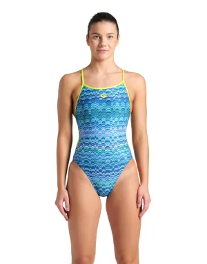 Ondulation Lace back Swimsuit - Navy/Green