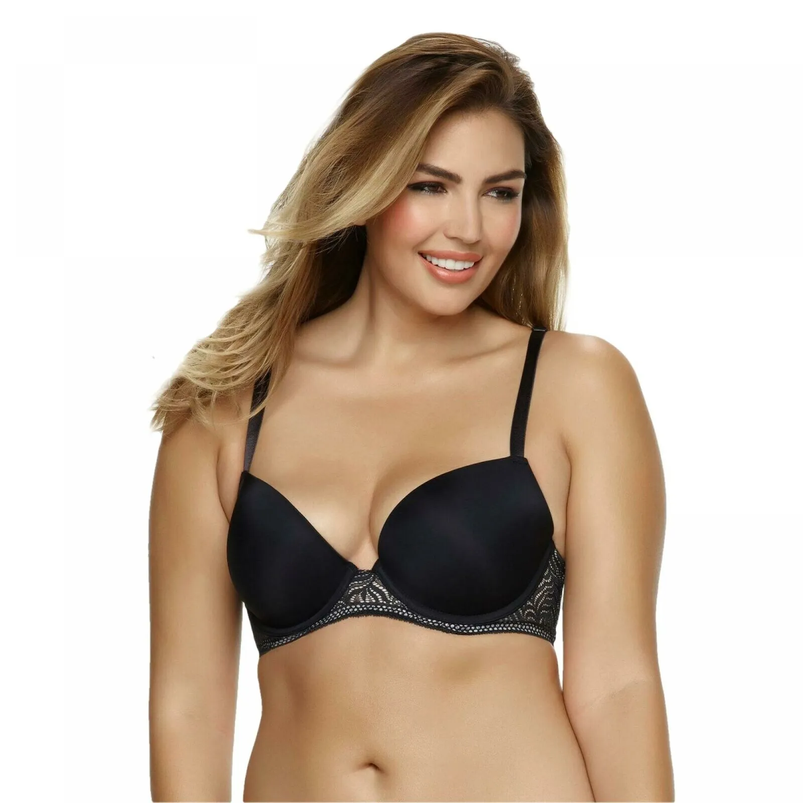Paramour Women's Carolina Seamless Plunge Contour Bra With Lace T-Back