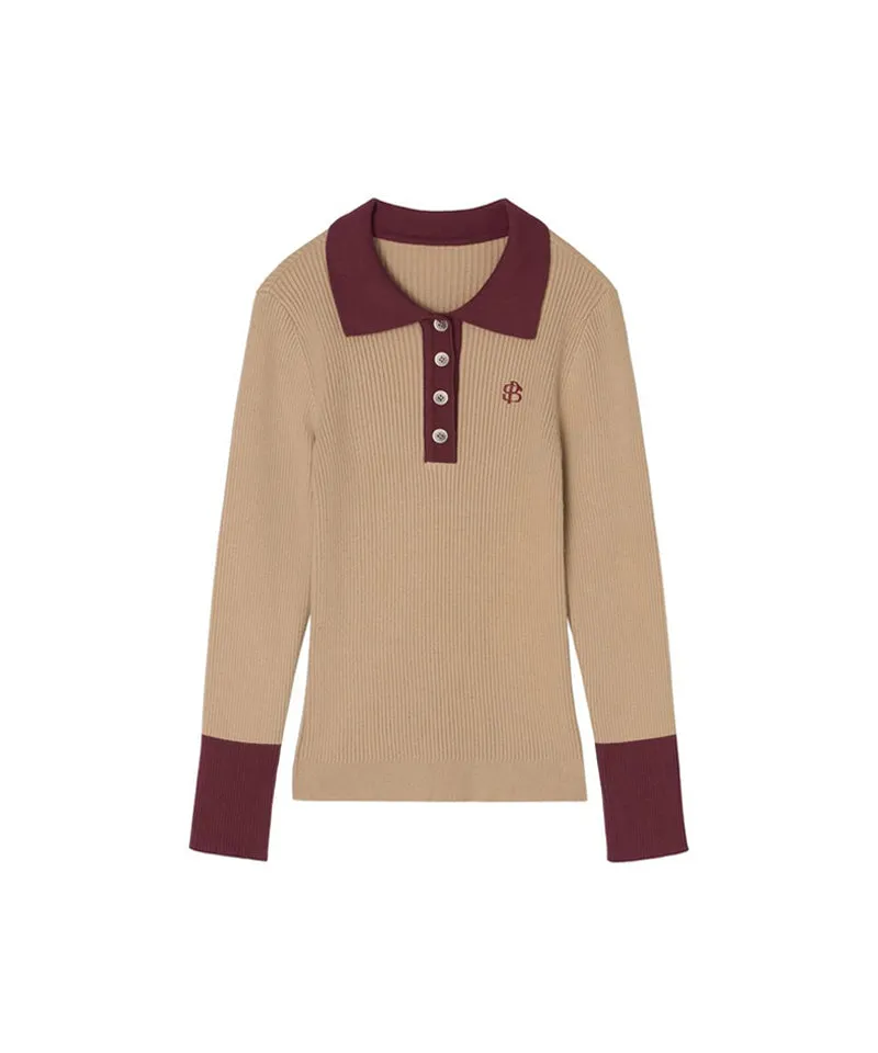 POSHERD Color Block Golji Kara Knit Top - Camel