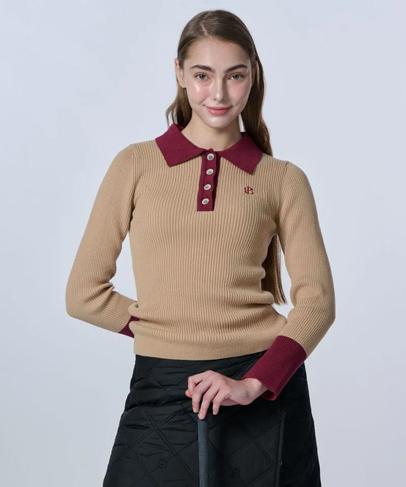 POSHERD Color Block Golji Kara Knit Top - Camel