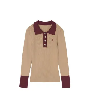 POSHERD Color Block Golji Kara Knit Top - Camel