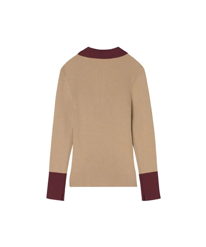 POSHERD Color Block Golji Kara Knit Top - Camel