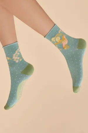 Powder Hummingbird Socks Aqua