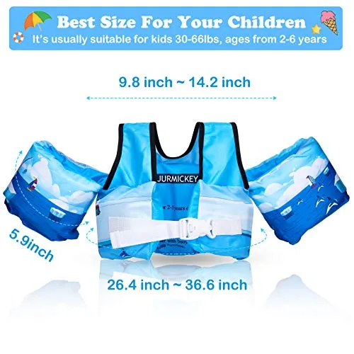 Puddle Beach Jumper, Jurmikey Toddler Swim Vest Jacket for 30-66 Pounds Boys & Girls, Children’s Training Jumper for Beach/ Pool/See (Beiji)