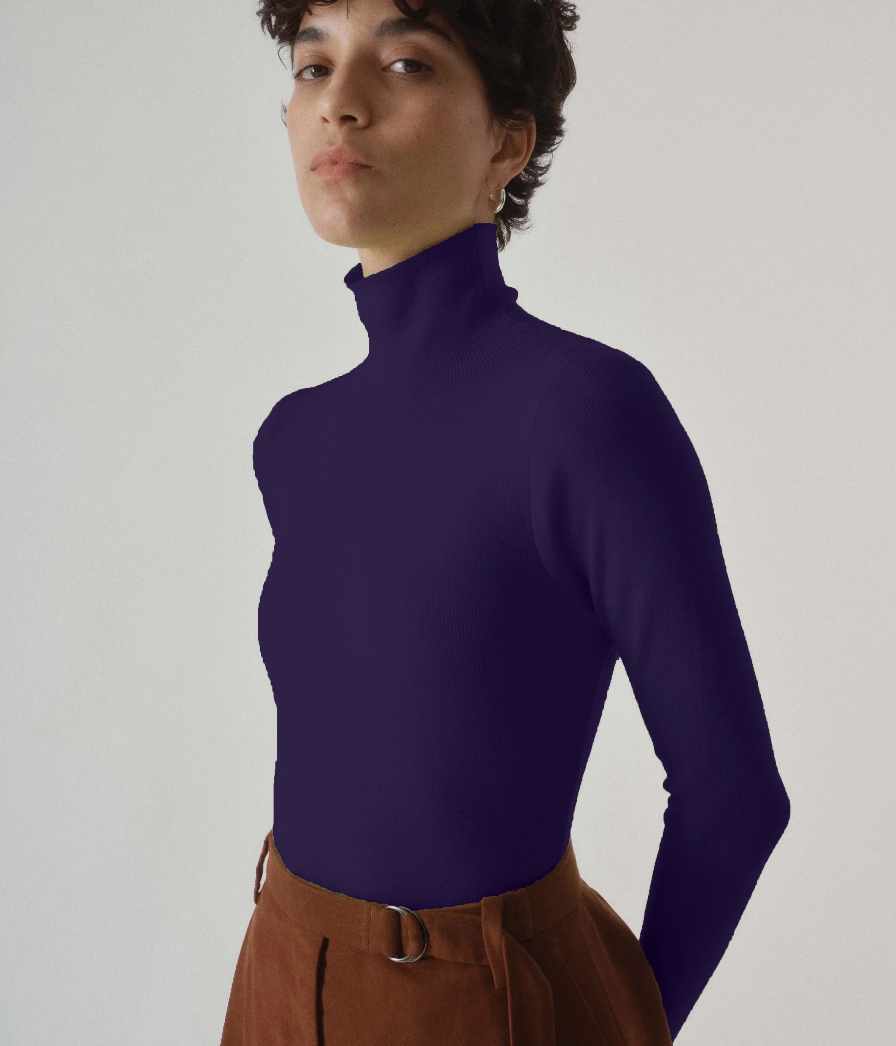 Ribbed Highneck in Grape