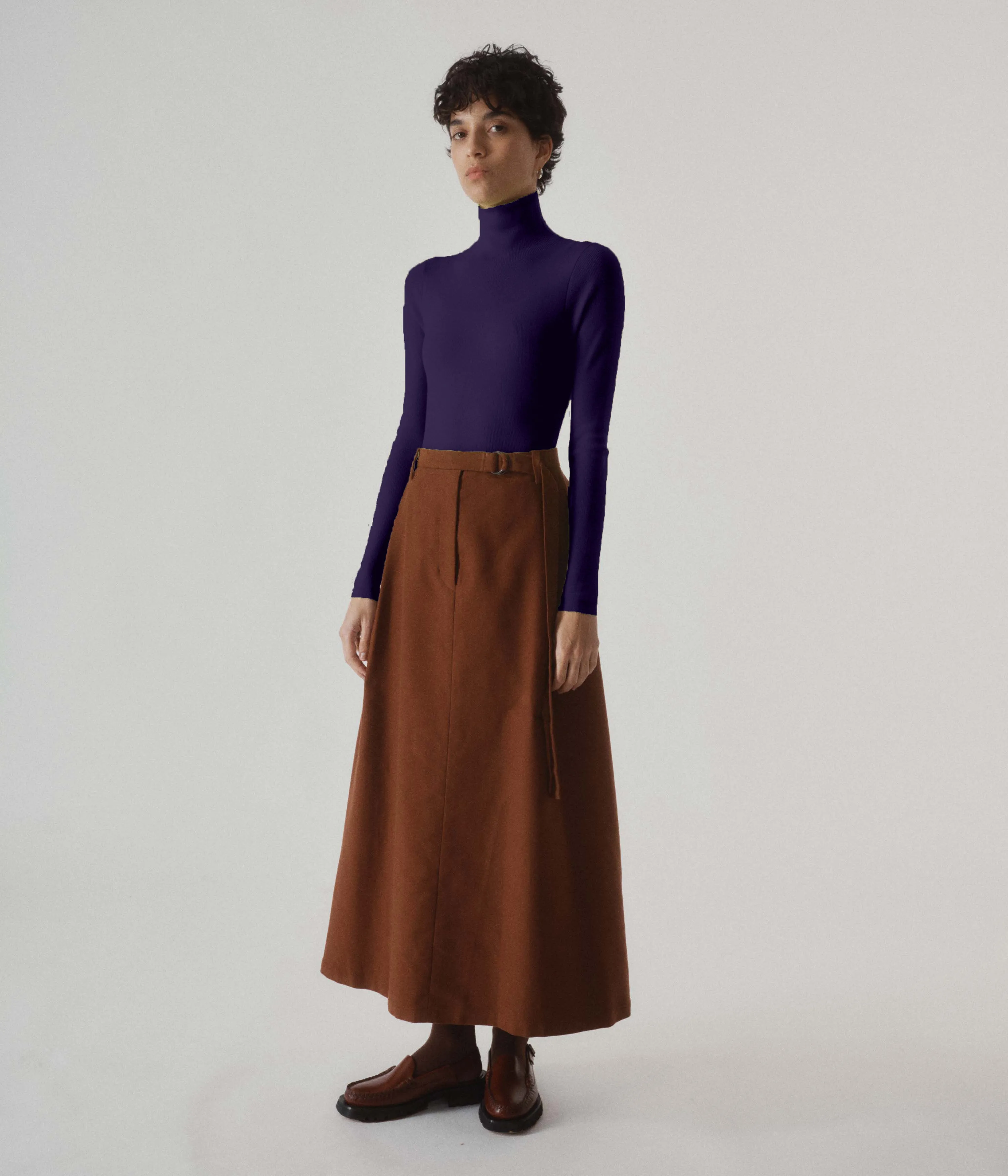 Ribbed Highneck in Grape