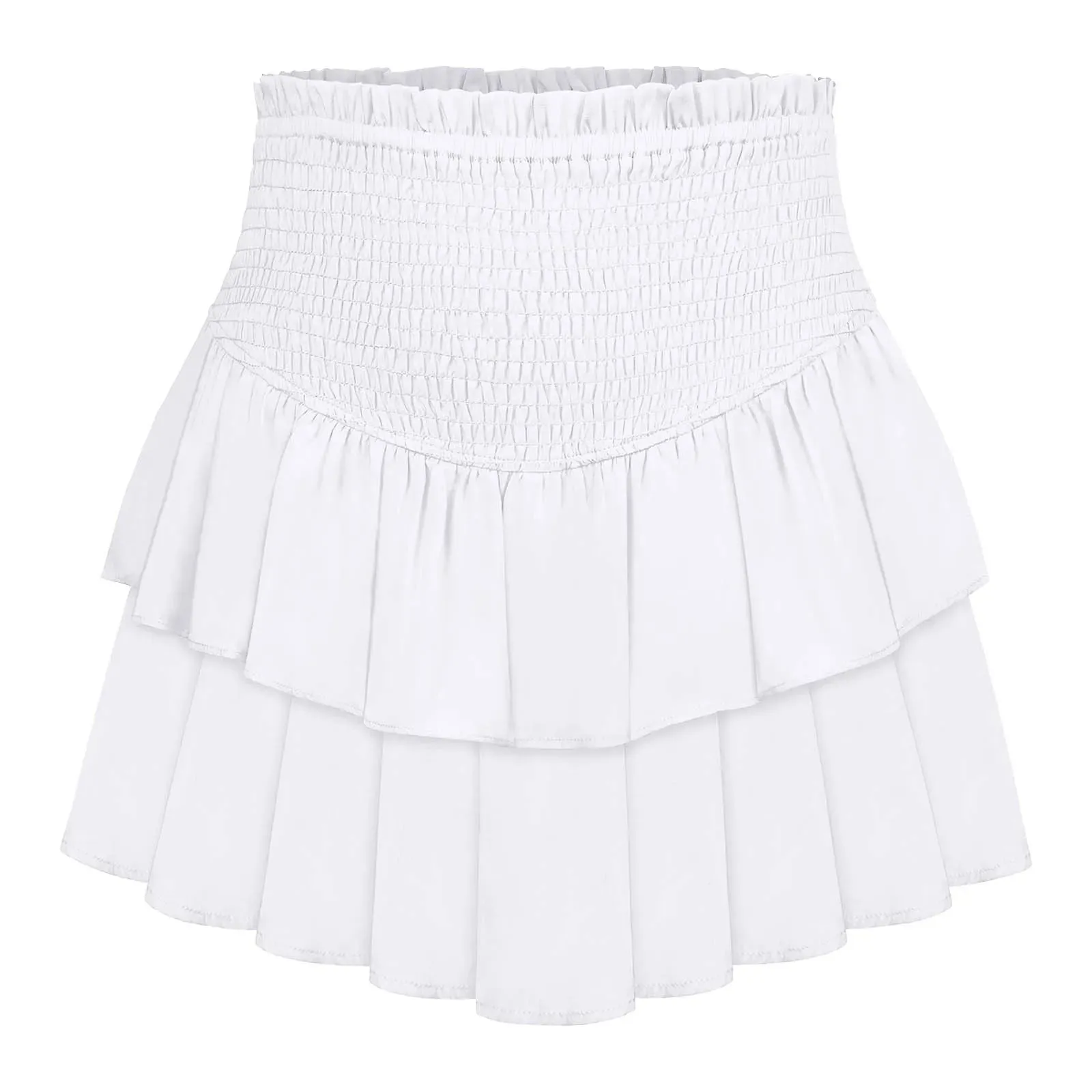 Ruffles Mini Skirts 2024 Summer Solid Color All Match High Waist A Line Skirt Fashion Black Sweet Cute Hot Girls Pleated Faldas