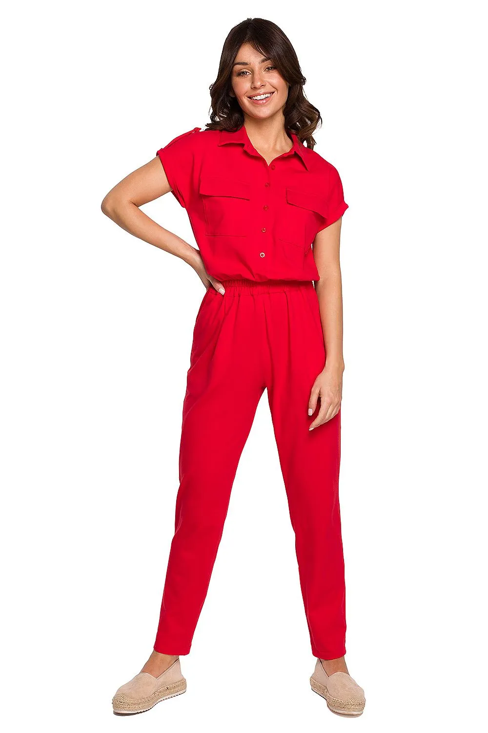 Safari-Inspired Buttoned Jumpsuit