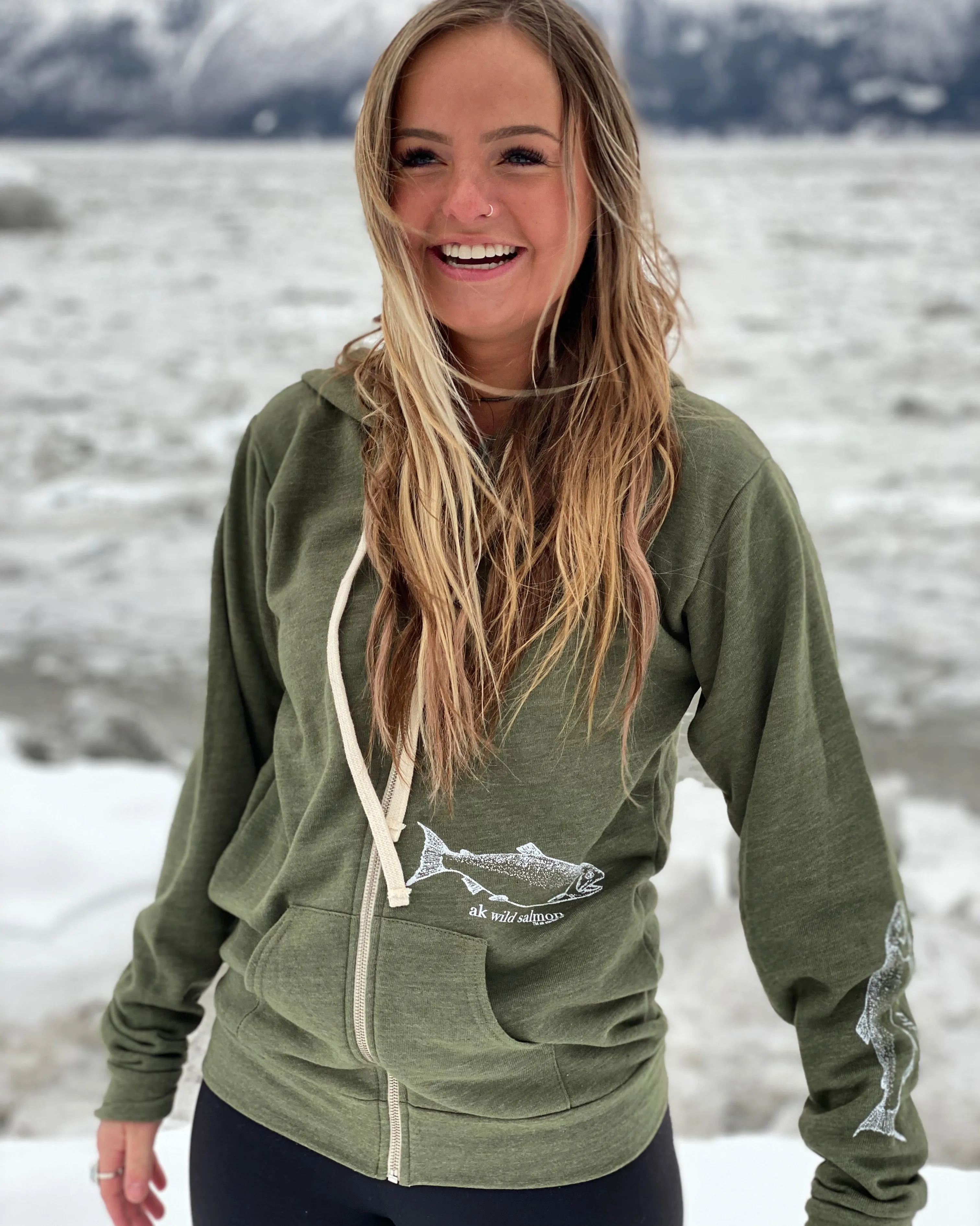 Seaweed AK Wild Salmon Triblend Zipped Hoody $69.00