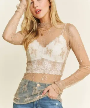 Sheer Overlay Top - Mocha