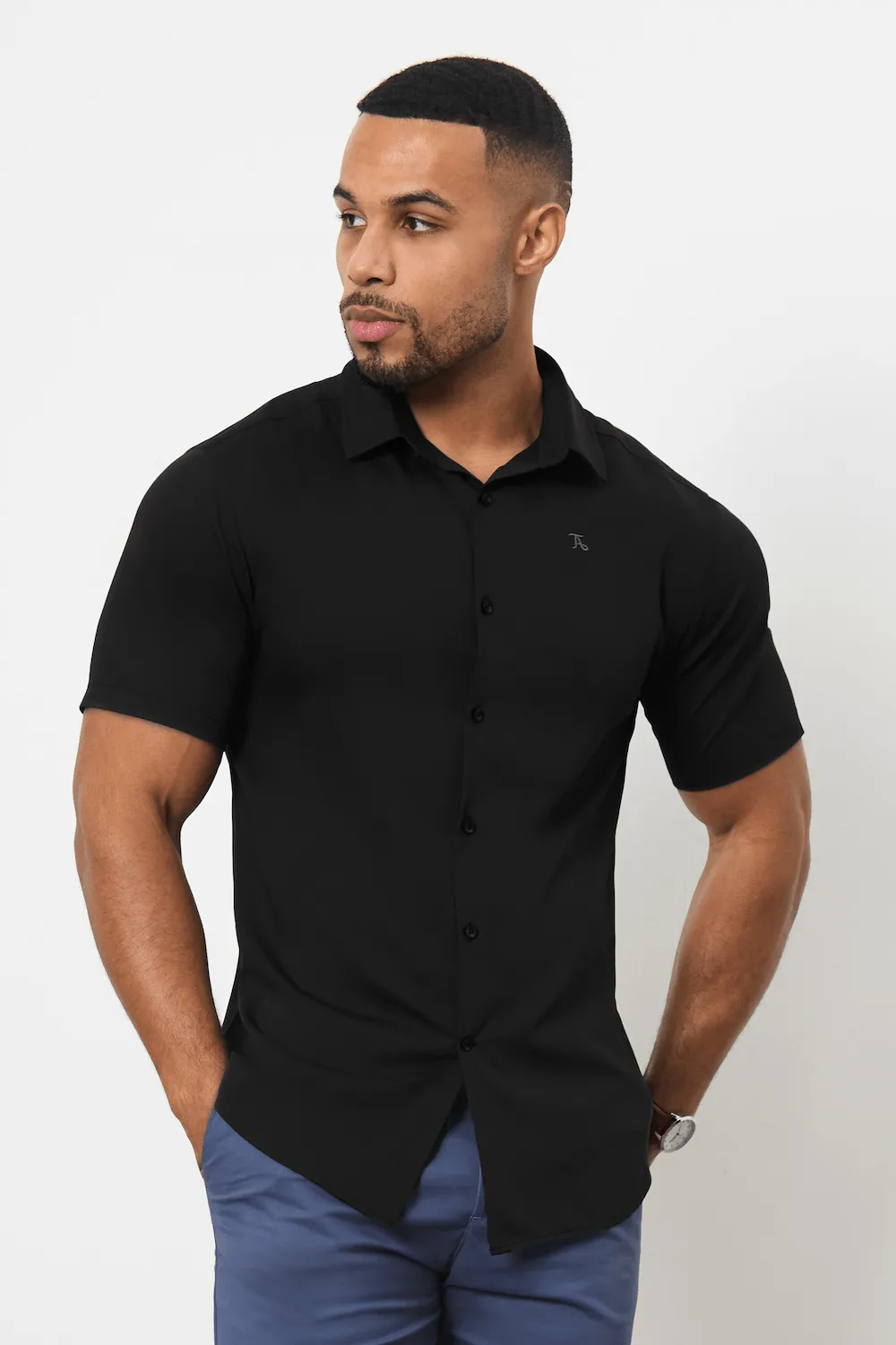 Short Sleeve Bamboo Shirt in Black