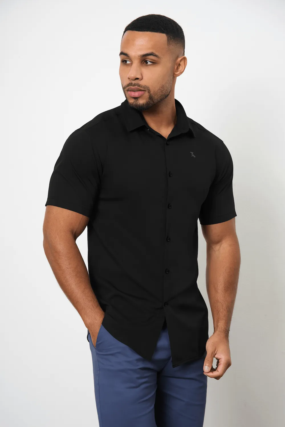 Short Sleeve Bamboo Shirt in Black