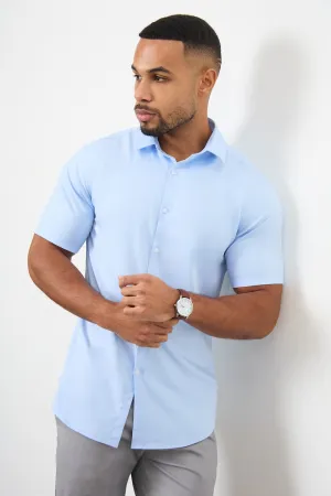 Short Sleeve Bamboo Shirt in Light Blue