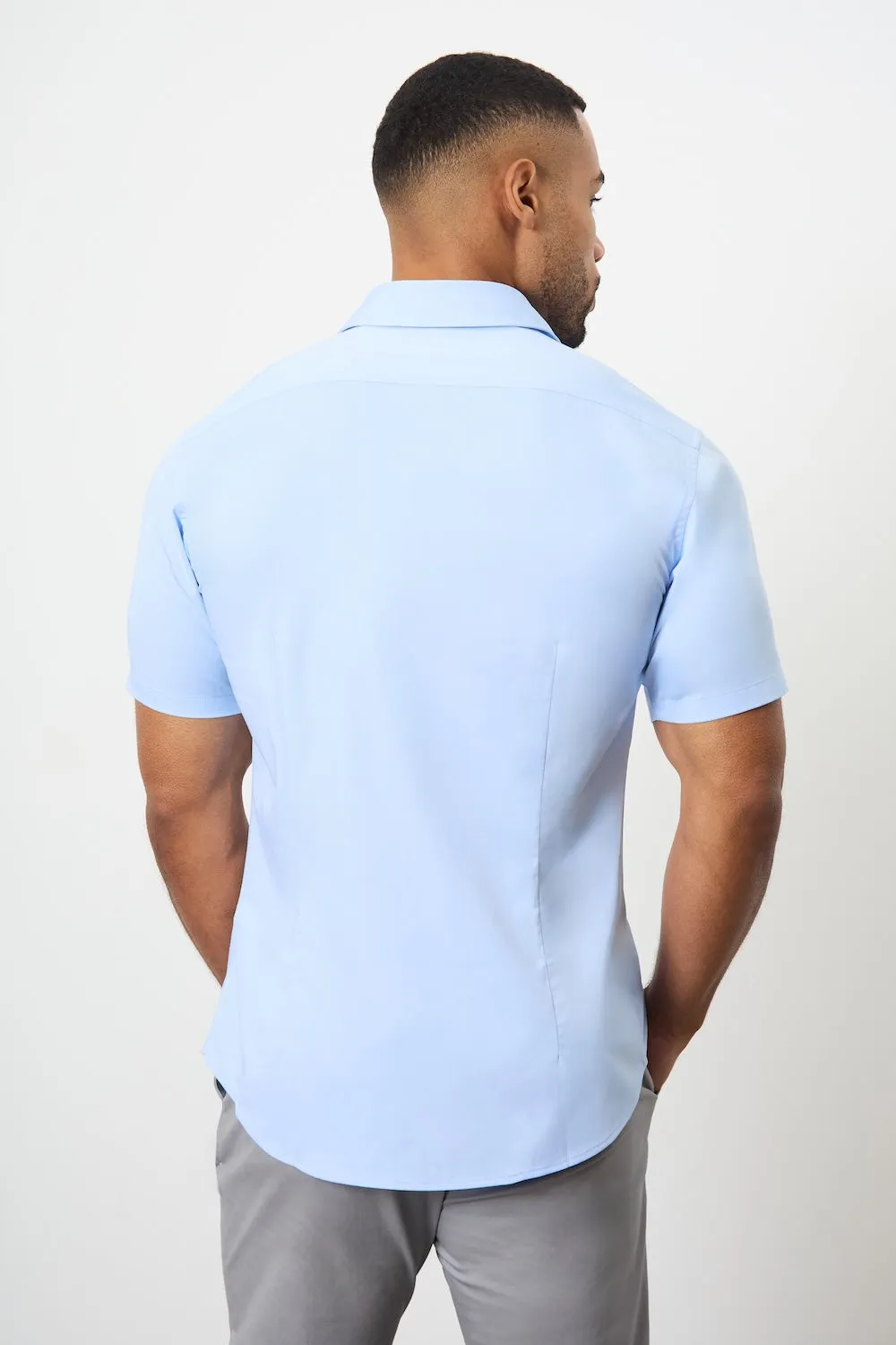 Short Sleeve Bamboo Shirt in Light Blue