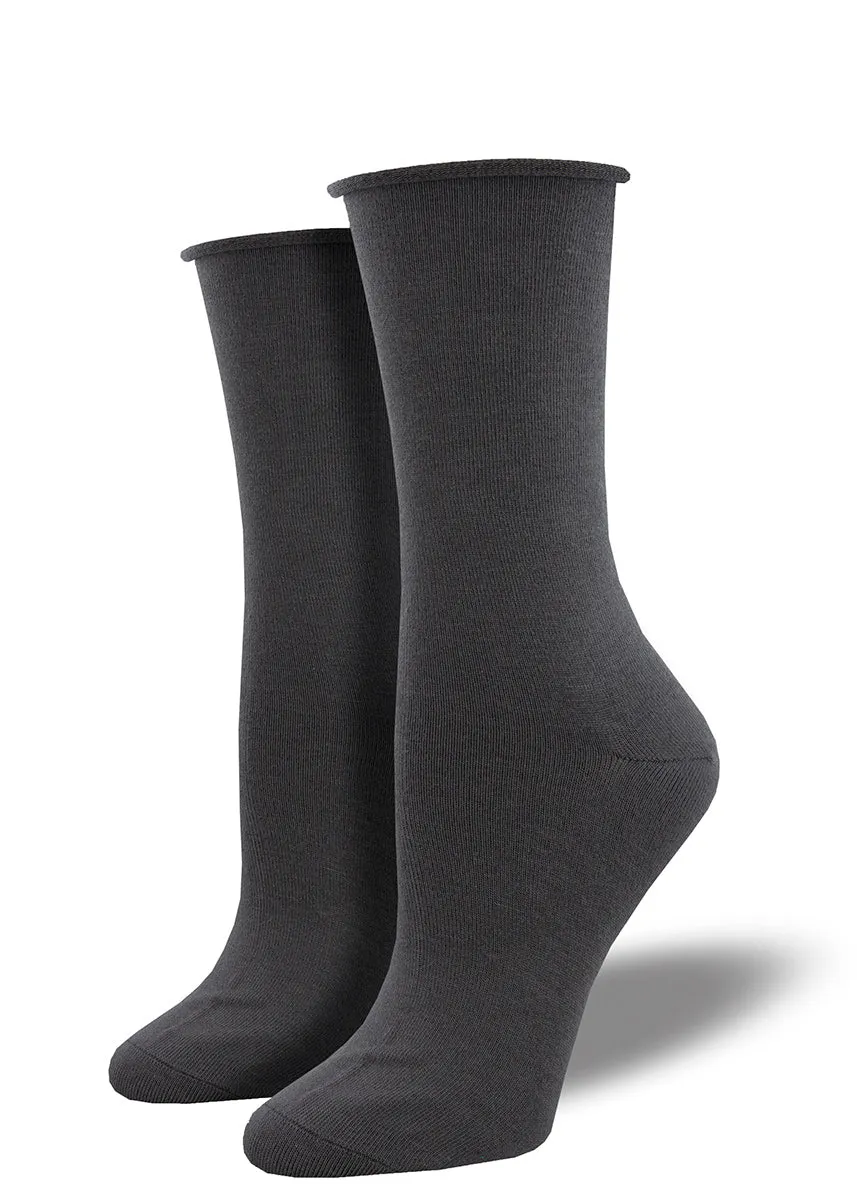 Solid Roll-Top Bamboo Socks