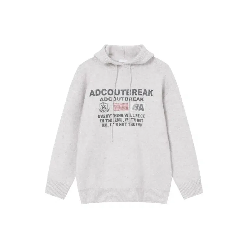 Text Print Cozy Knitwear Sweater