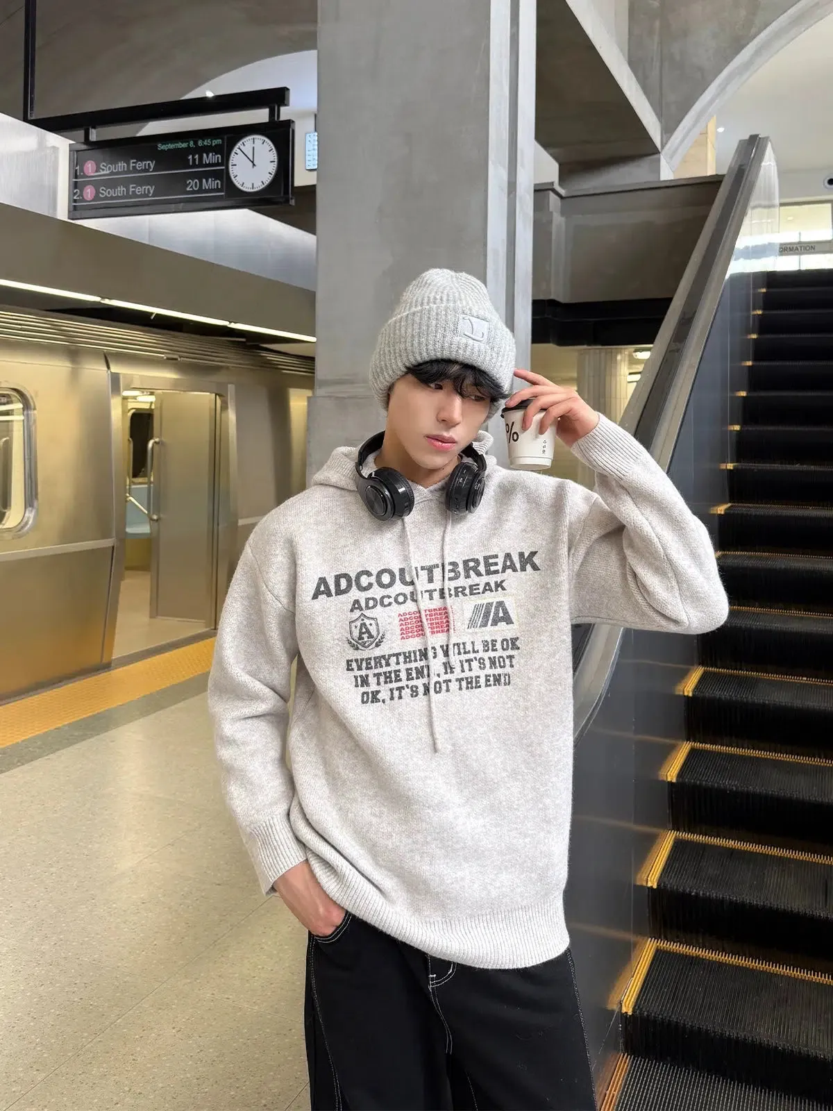 Text Print Cozy Knitwear Sweater