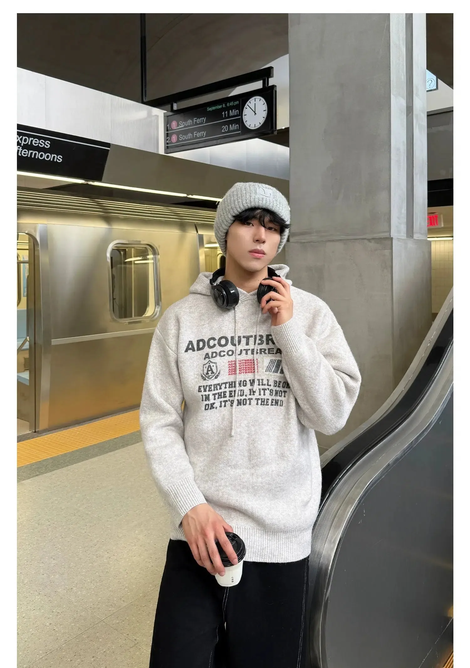 Text Print Cozy Knitwear Sweater